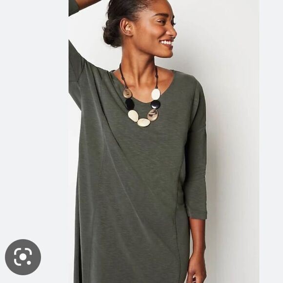 J.Jill Pure Jill Sand Washed Slub Knit Dress Soft Wood Bin L NWT in packaging - Picture 4 of 7